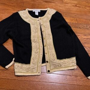 Dress Barn Black Sweater with Gold Trim